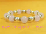 6-7mm white potato freshwater pearl elasticity bracelet